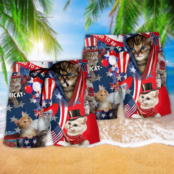 America Proud To Be An Cat - Beach Short