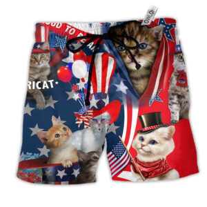 America Proud To Be An Cat - Beach Short