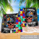 Autism Warrior Fighting For My Son Personalized - Beach Short