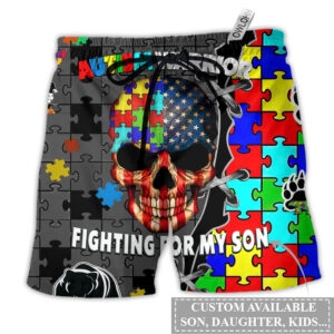 Autism Warrior Fighting For My Son Personalized - Beach Short