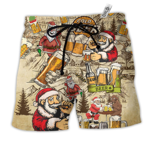 Beer Drinking Beer With Santa Claus - Beach Short