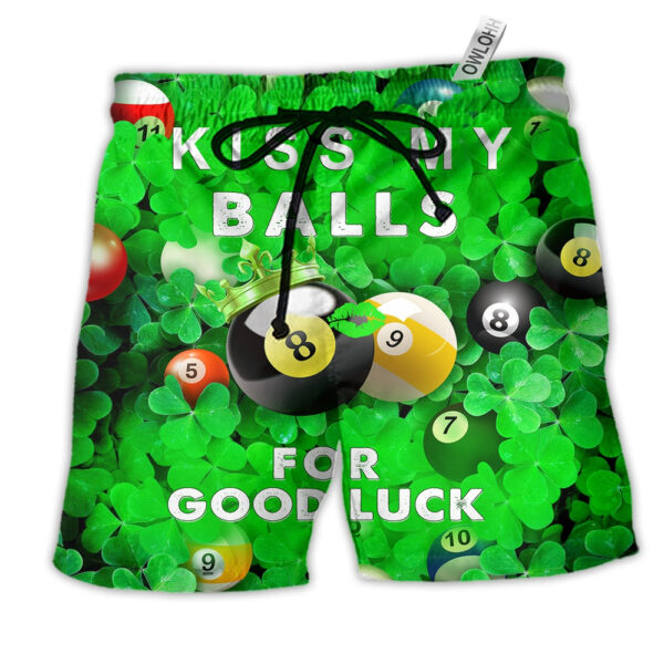 Billiard Kiss My Balls For Good Luck Saint Patricks Day - Beach Short