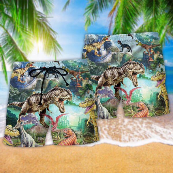 Dinosaur Love Lovely Forest - Beach Short