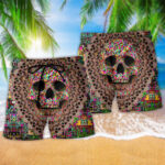 Skull Amazing Smiling Colorful - Beach Short