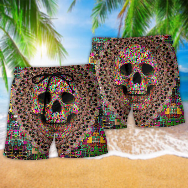 Skull Amazing Smiling Colorful - Beach Short