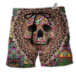 Skull Amazing Smiling Colorful - Beach Short