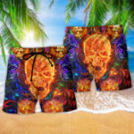 Skull Love Life Fire - Beach Short