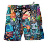 Tiki It's Tiki Time And Cat - Beach Short