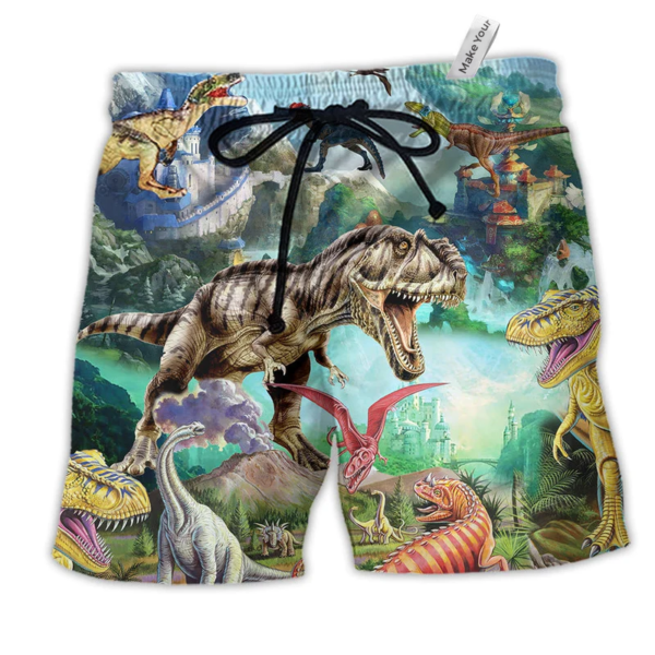 Dinosaur Love Lovely Forest - Beach Short