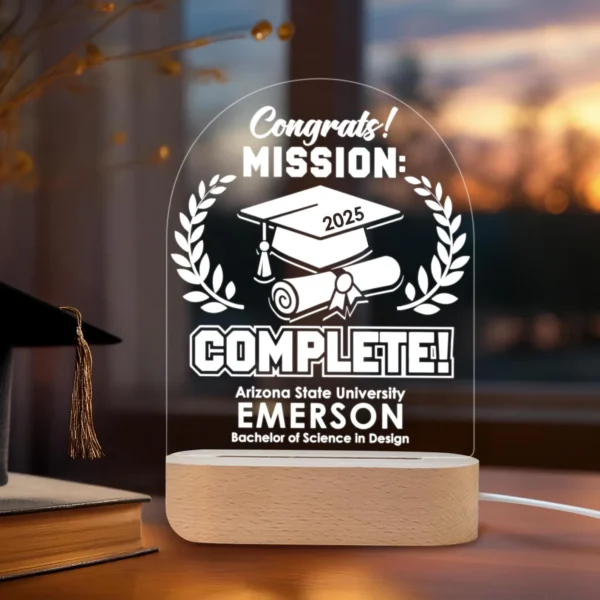 Graduation Night Light - Engraved LED Lamp, Unique Plexiglass Decor