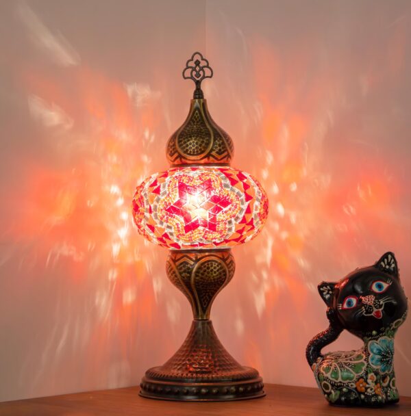 Turkish Mosaic Table Lamp – Orange & Red Glow - Perfect Contemporary Home Decor Gift