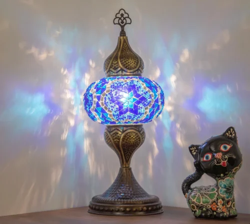 Turkish Mosaic Table Lamp – Ocean Blue - Perfect Contemporary Home Decor Gift