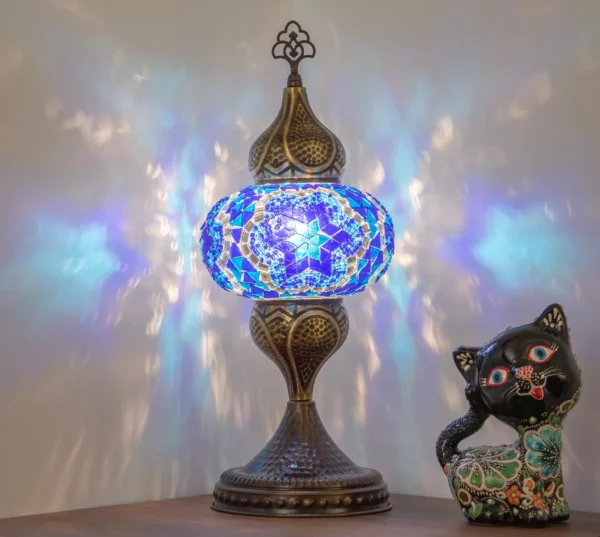Turkish Mosaic Table Lamp – Ocean Blue - Perfect Contemporary Home Decor Gift