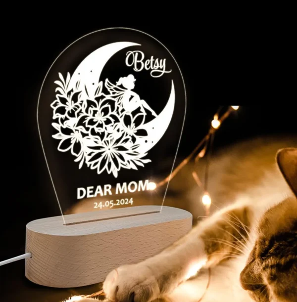 Mother's Day Night Light - Engraved LED Lamp, Unique Plexiglass Decor