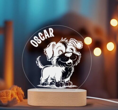Dog Night Light - Engraved LED Lamp, Unique Plexiglass Decor