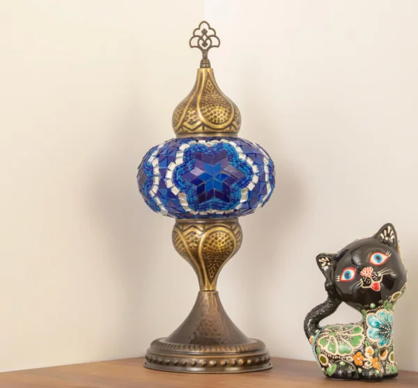 Turkish Mosaic Table Lamp – Ocean Blue - Perfect Contemporary Home Decor Gift