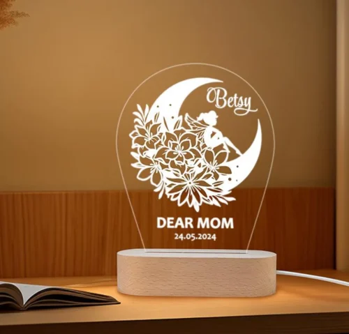 Mother's Day Night Light - Engraved LED Lamp, Unique Plexiglass Decor