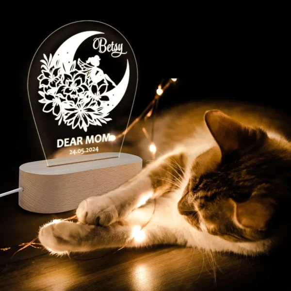 Mother's Day Night Light - Engraved LED Lamp, Unique Plexiglass Decor