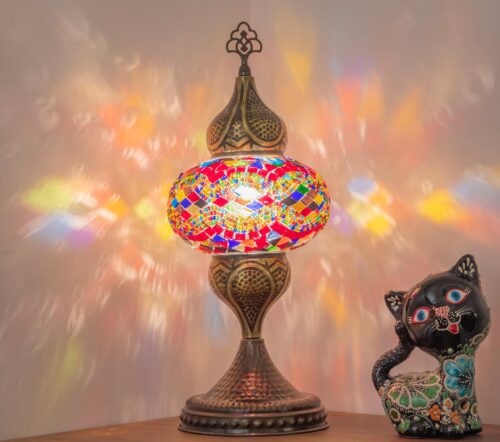 Turkish Mosaic Table Lamp – Rainbow Glass - Perfect Contemporary Home Decor Gift