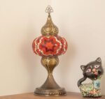 Turkish Mosaic Table Lamp – Orange & Red Glow - Perfect Contemporary Home Decor Gift