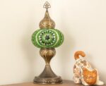 Turkish Mosaic Table Lamp – Green Glass - Perfect Contemporary Home Decor Gift