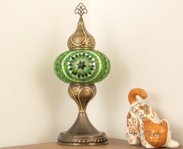 Turkish Mosaic Table Lamp – Green Glass - Perfect Contemporary Home Decor Gift