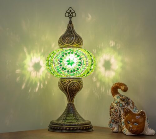 Turkish Mosaic Table Lamp – Green Glass - Perfect Contemporary Home Decor Gift