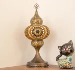 Turkish Mosaic Table Lamp – Amber Yellow Glass - Perfect Contemporary Home Decor Gift