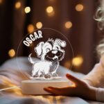 Dog Night Light - Engraved LED Lamp, Unique Plexiglass Decor