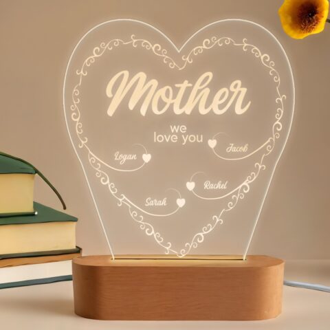 Mother's day Night Light - Engraved LED Lamp, Unique Plexiglass Decor